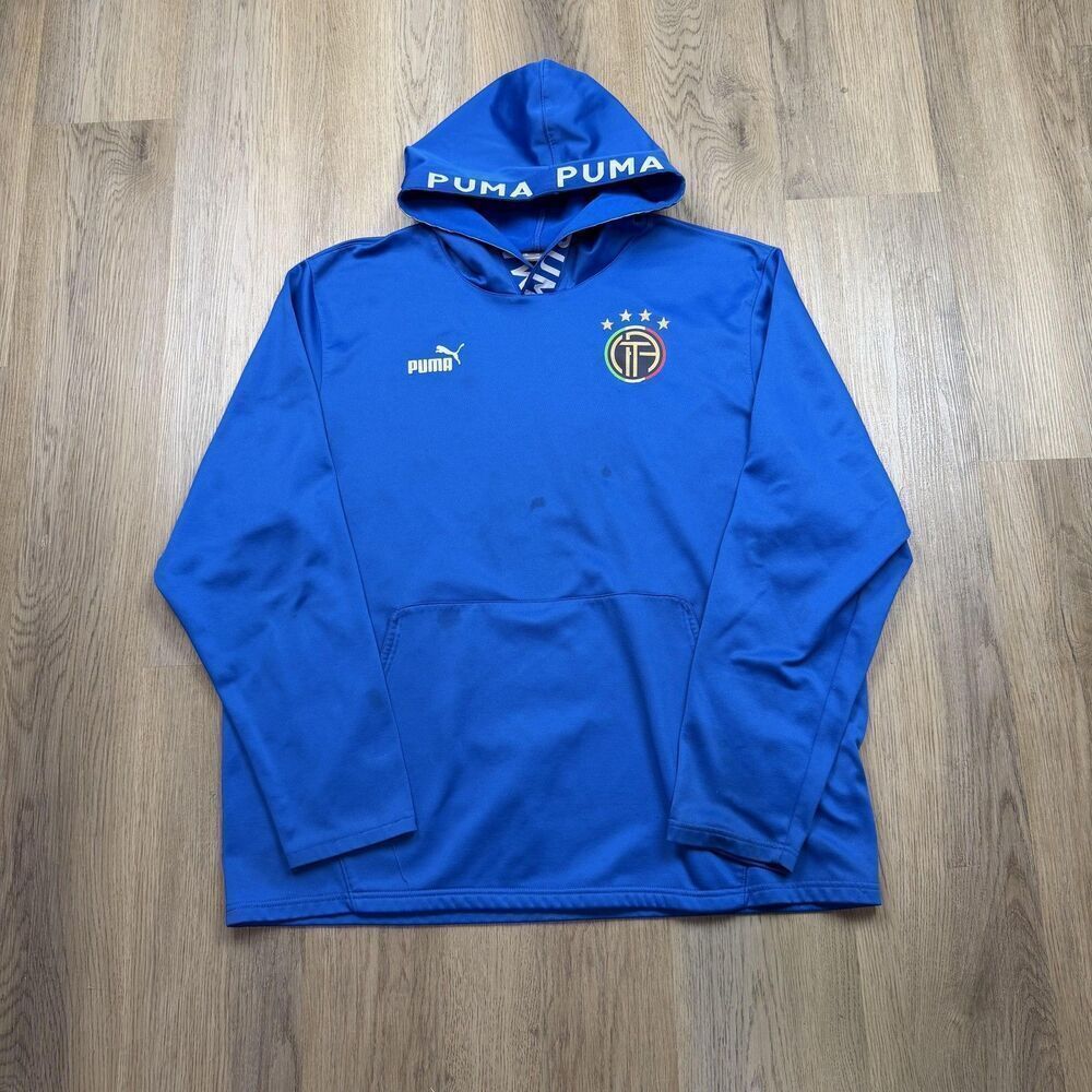 Italy Sweatshirt Hoodie Mens 2XL Blue Soccer Football Puma ITALY Pullover